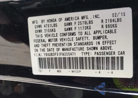 2015 Acura Tlx V6 Tech from USA, damaged, VIN 19UUB3F51FA005471